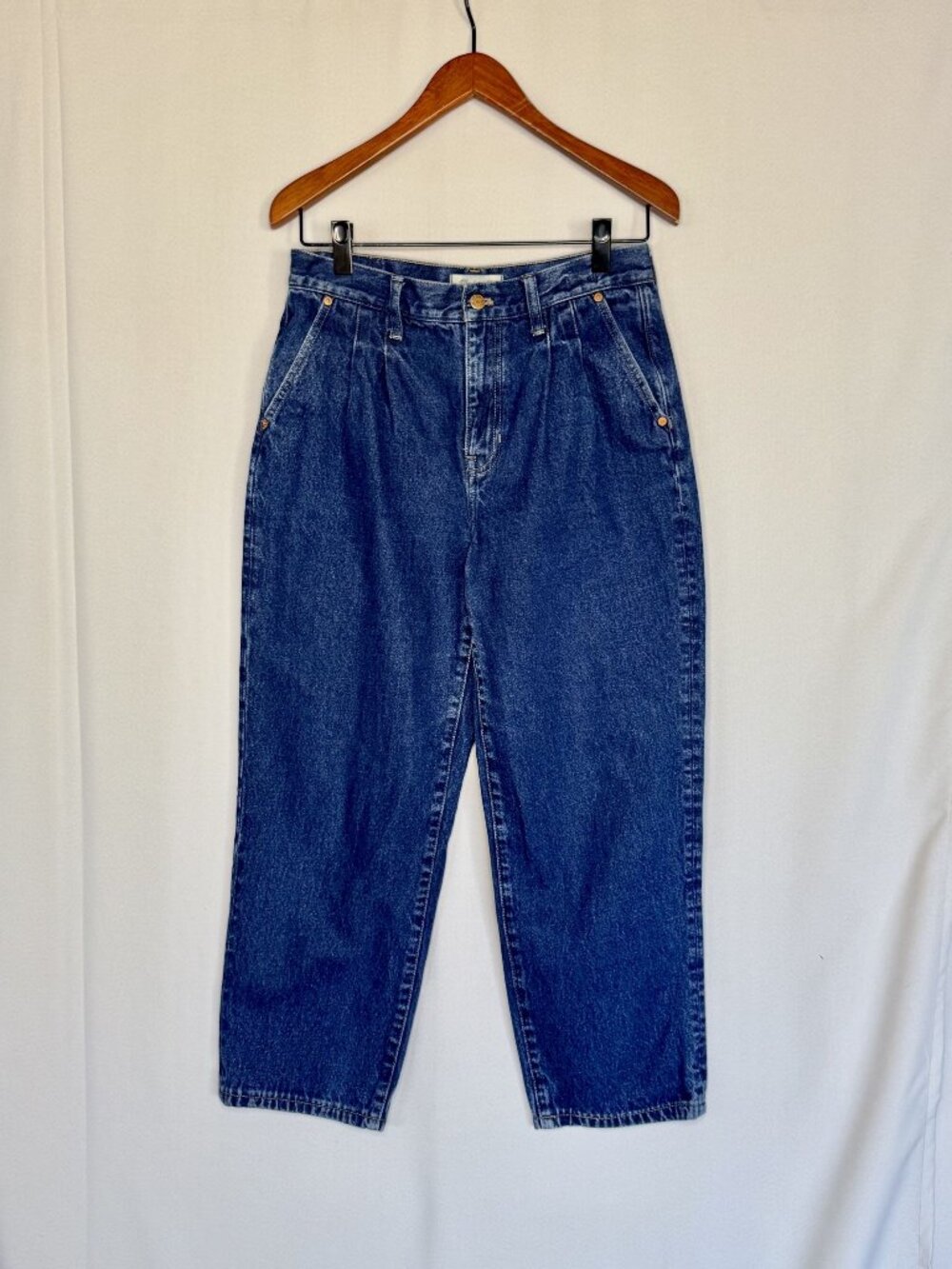 Madewell Baggy Straight Jeans Woodham Wash: Pleated Edition‎ Crop  Size 29